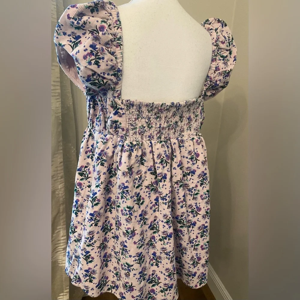 Free People Gaia Corduroy Floral Puff Sleeve Top - Picture 3 of 5